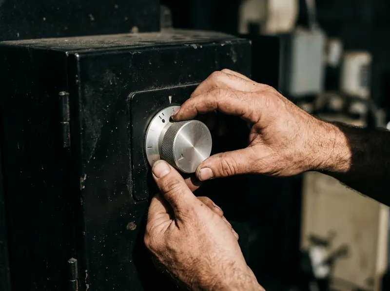 Hands at work on a surface, close in, lit from one side
