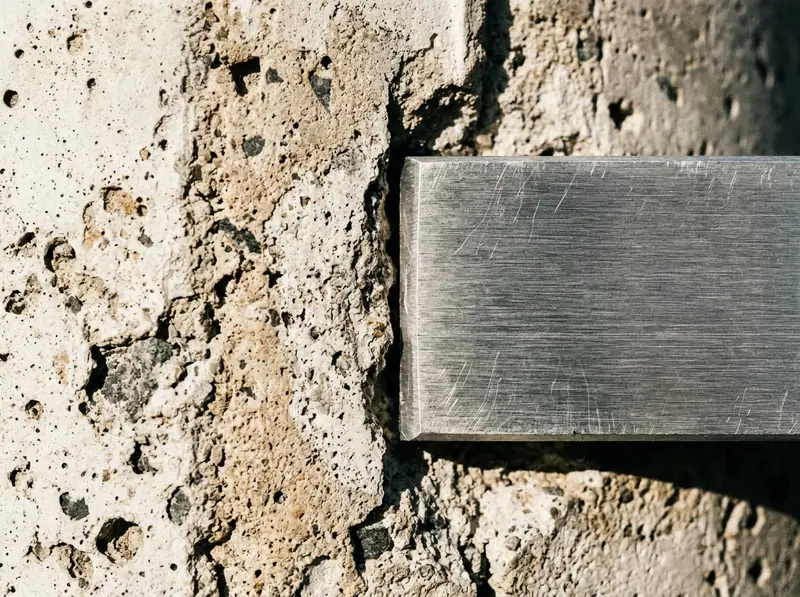 A macro study of a worn metal surface with visible grain